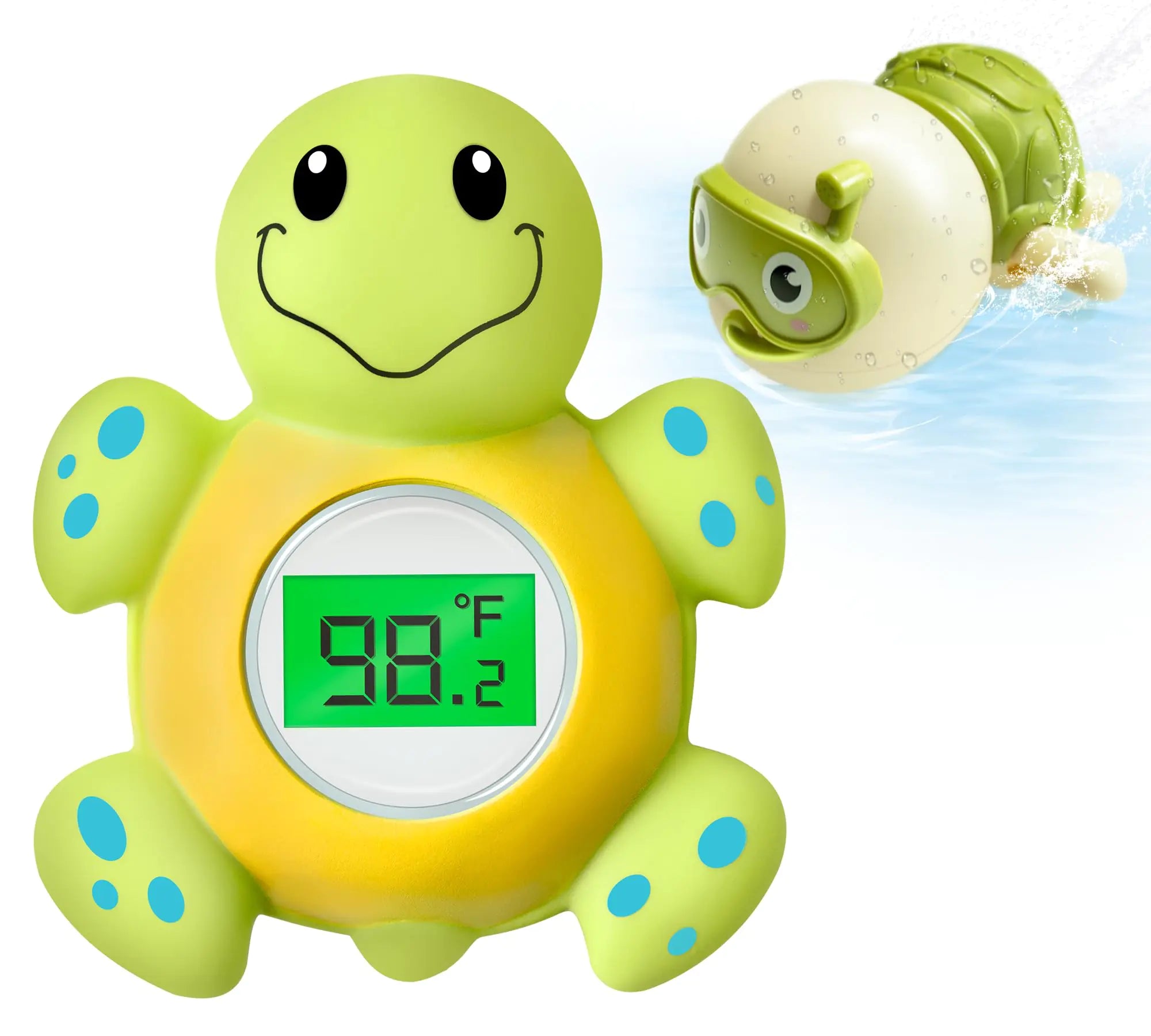 Pircaath Baby Bath Thermometer & Swimming Turtle Floating Bath Toys BPA-Free Bath Thermometer Baby Safety Backlit Display Bathtub Thermometer Baby Water Thermometer Bath Temperature Toy for Infant