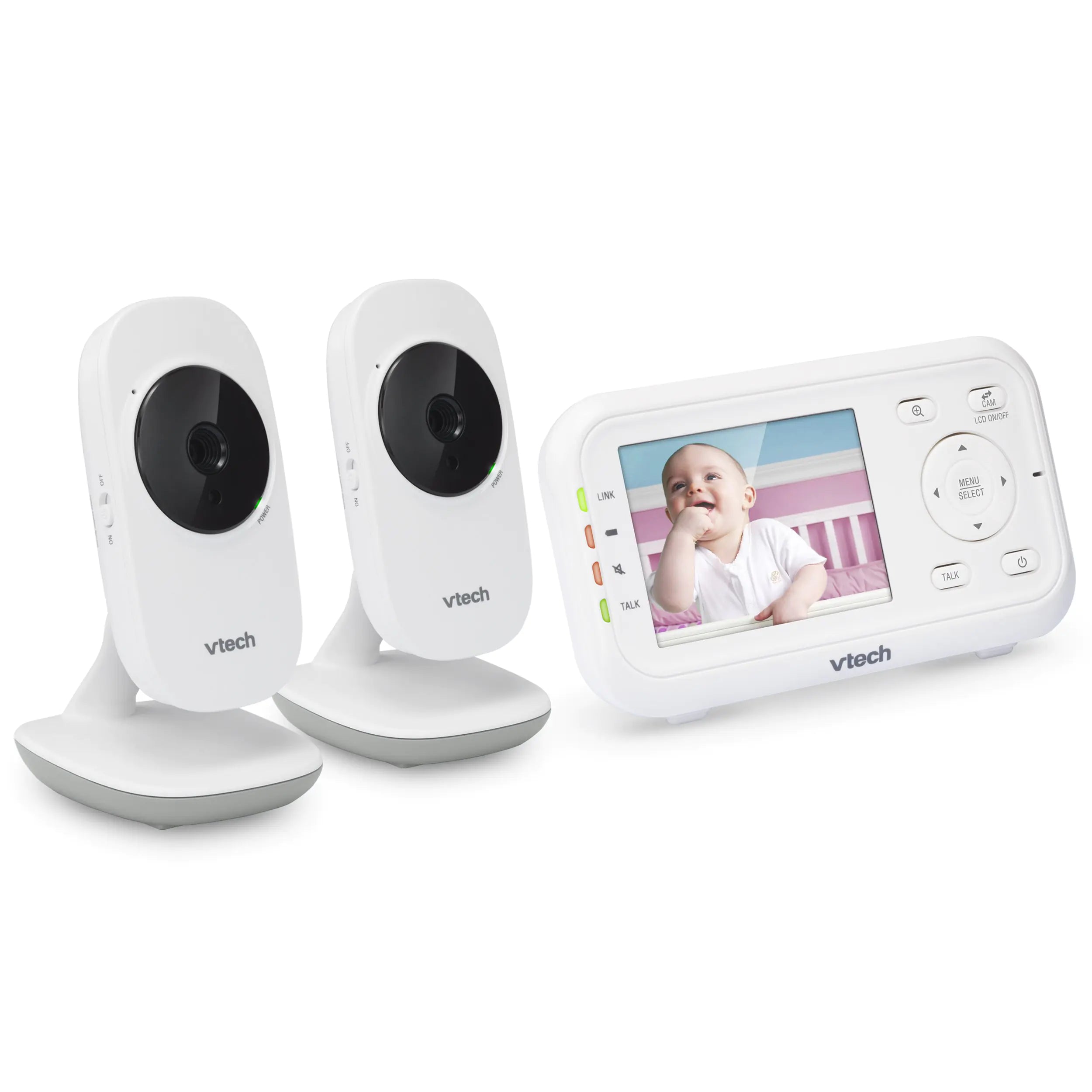 VTech VM3252-2 2.8” Digital Video Baby Monitor with 2 Cameras and Automatic Night Vision White
