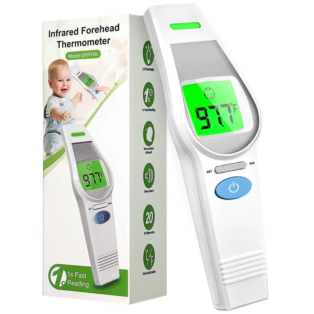 Forehead Thermometer for Kids and Adults HealthTree No Touch Forehead Thermometer for Baby 2 in 1 Digital Infrared Head Thermometer with Fever Alarm Mute and Memory Functions